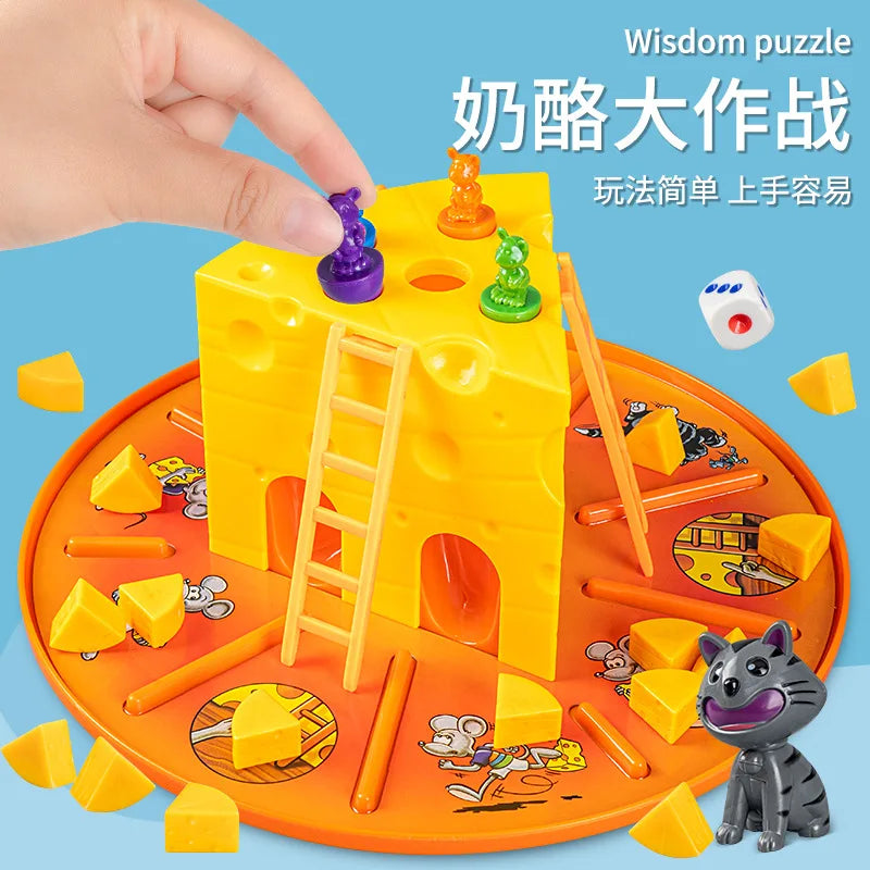 Kids Cheese Game Cat and Mouse Cake Board Game Parent-Child Interactive Strategy Family Party Game Toy