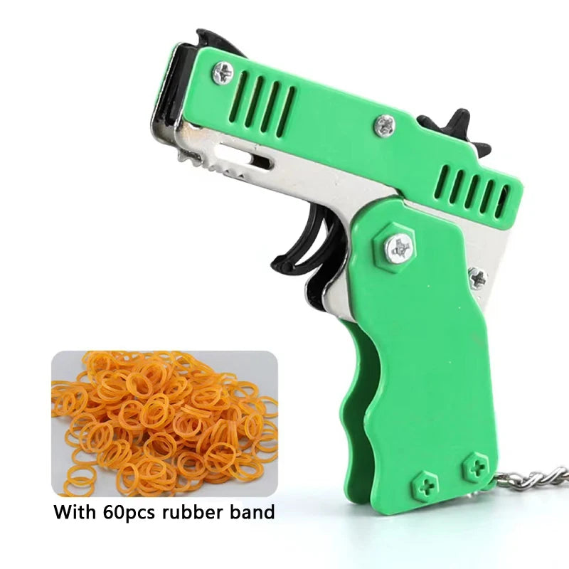 1PC Mini Keychain Gun Rubber Band Gun Toy Gun Shooting Pistol Alloy Kid Outdoor Activities Party Game Birthday Gift for Children