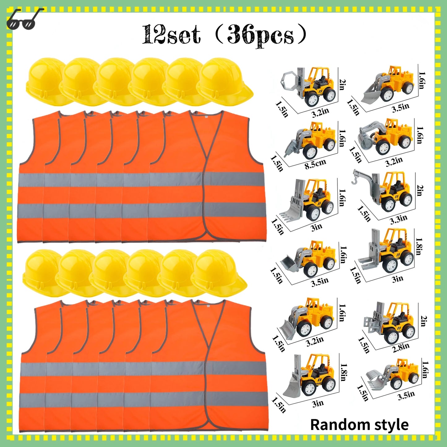 Kids Construction Party Favors for Boys Construction Vest Hat toys Worker Costumes Dress Up Construction Birthday Party Supplies