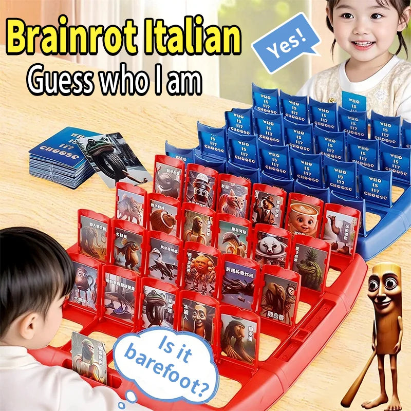 98pcs Cards/Set Brainrot Italian Guess Who I Am Puzzle Card Games Tralalero Tralala Tungtungtung Sahur brr brr patapim Toy Gifts