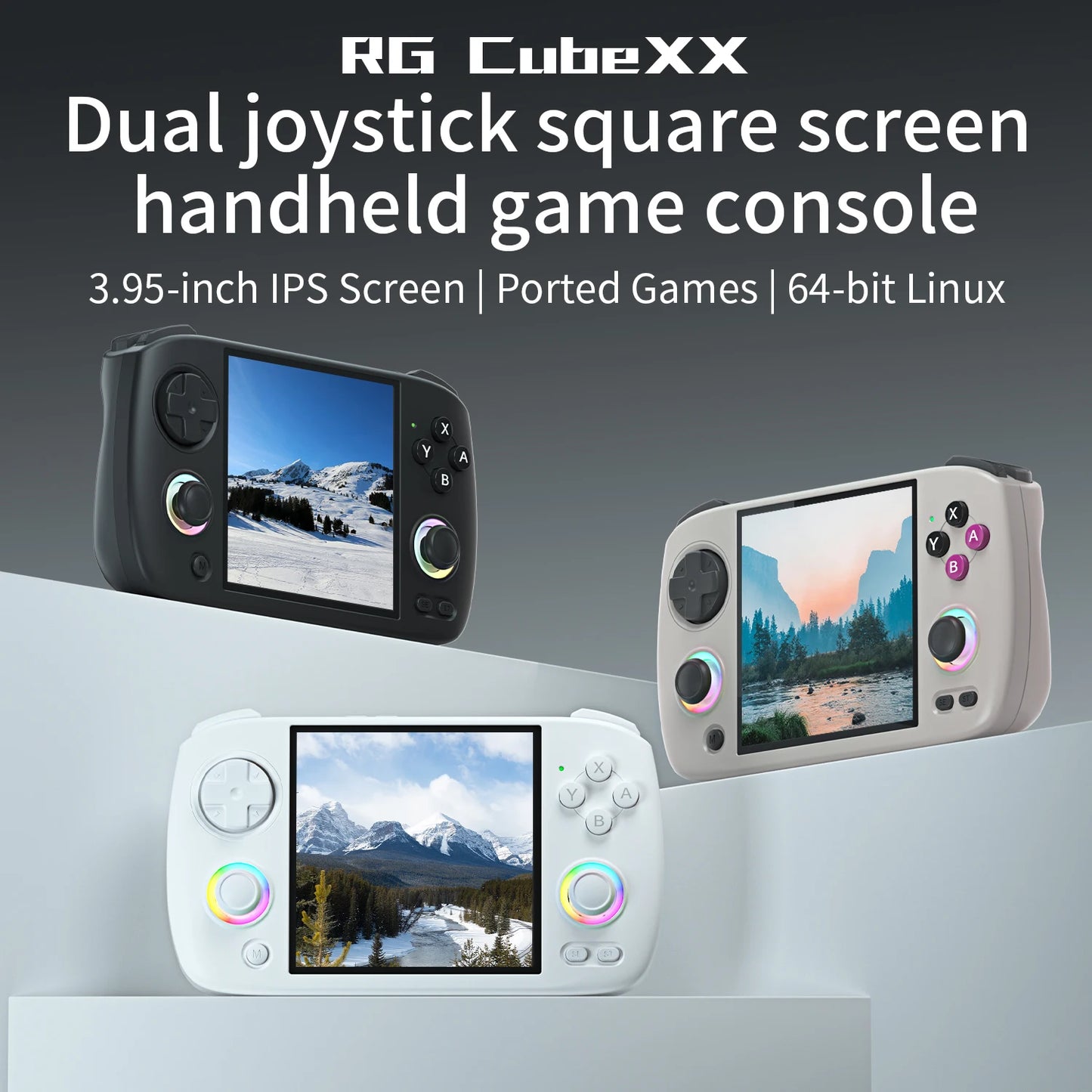 Anbernic RG CubeXX Retro Handheld Game Console 3.95 Inch IPS Screen 64 Bit Linux System Joystick Lighting