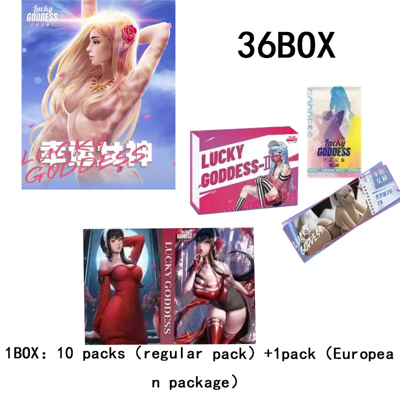 Lucky Goddess2 Cards Set Booster Box Case Pack Sexy Wholesales Tcg Playing Card Tables Game