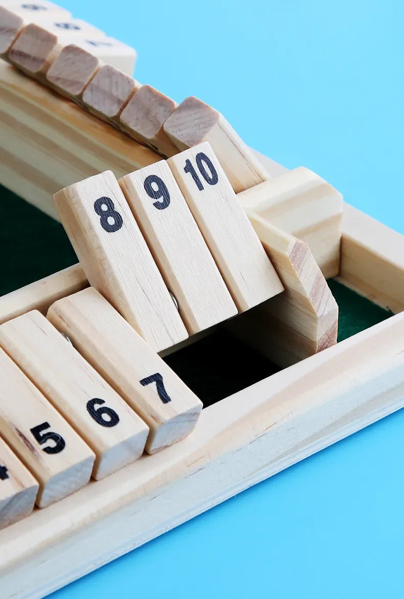 Wooden Dice Board Game Shut The Box for 4 Players Flaps & Dices Game Parent-children Interaction Family Entertainment