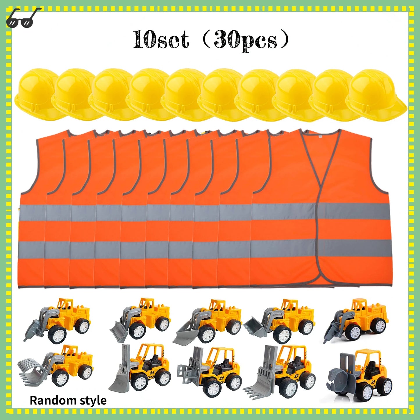 Kids Construction Party Favors for Boys Construction Vest Hat toys Worker Costumes Dress Up Construction Birthday Party Supplies