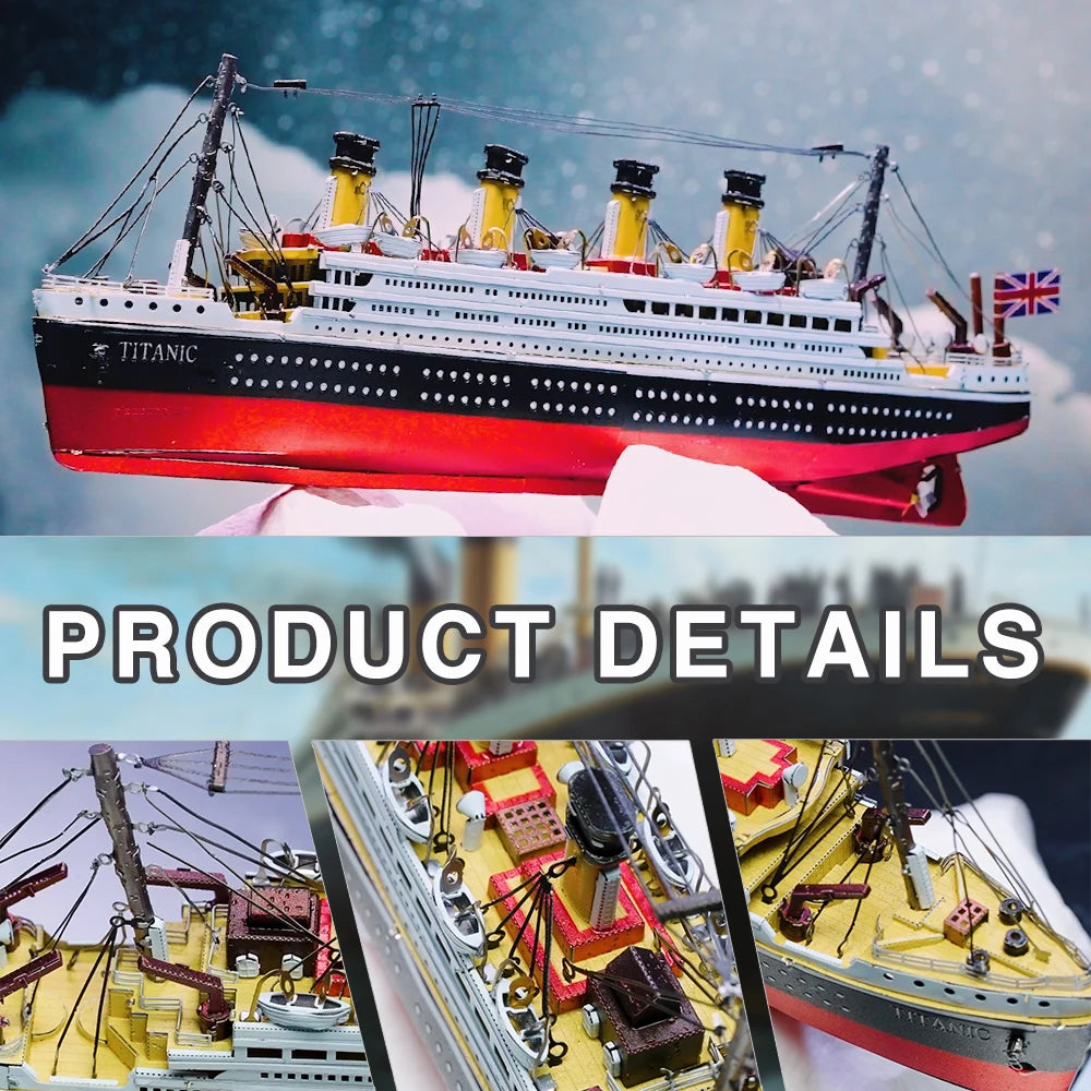 Piececool 3d Metal Puzzles Gifts for Adults Titanic Ship Model 226pcs Cruise Jigsaw Toys Building Kits Home Decoration