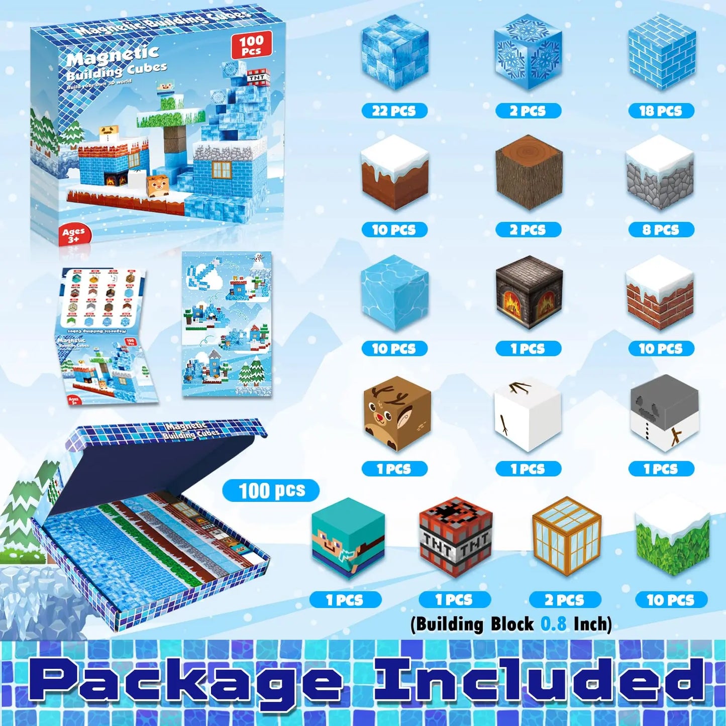 Magnetic Blocks STEM Montessori Educational Constructor, Magnetic Building Blocks Children Toys as Christmas Birthday Presents