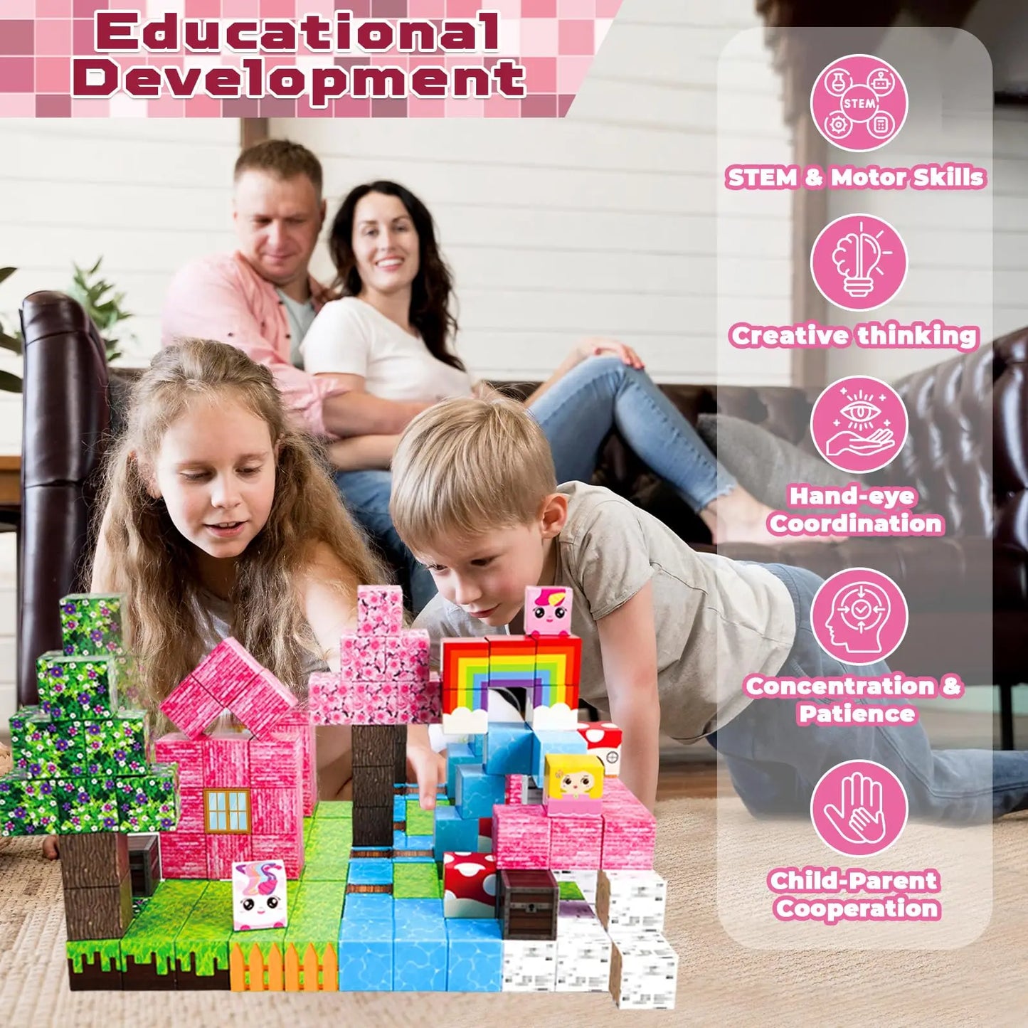 Magnetic Blocks the Ultimate Montessori Educational Children Toys Constructor,100pcs Creative Building Blocks Set Magnetic Block