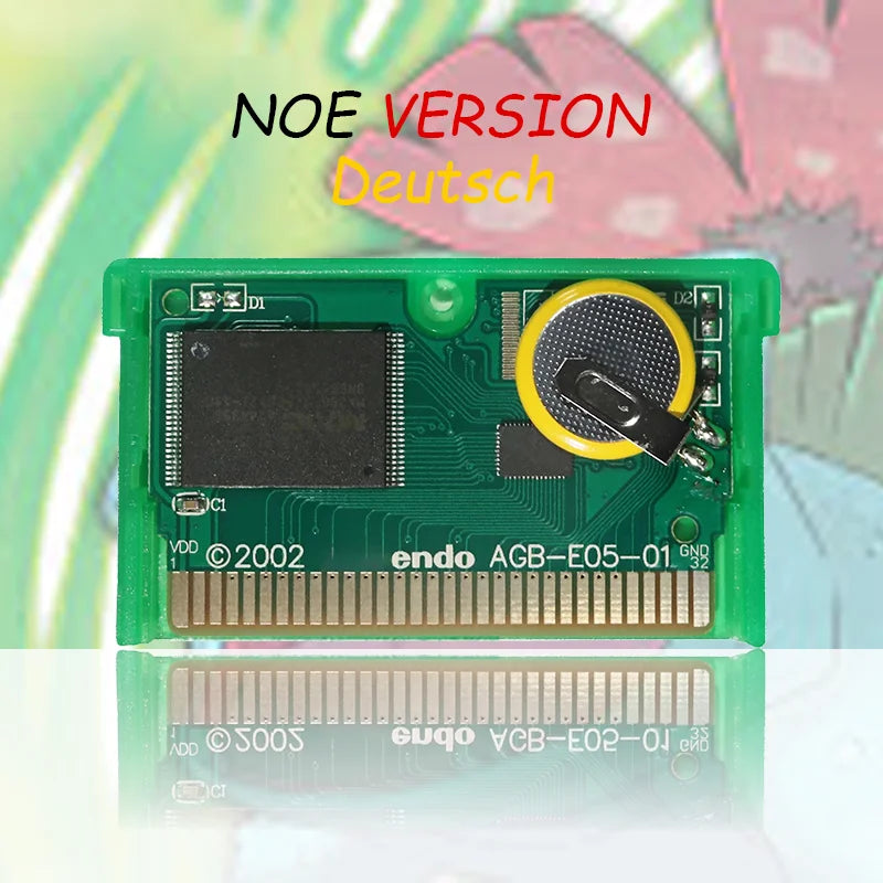 NOE Version Pokemon Blattgrune/Feuerrote/ Rubin/Saphir/Smaragd Video Game Cartridge High Quality with Battery for GBC