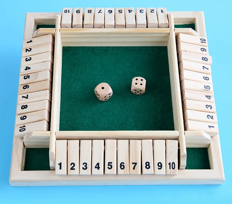 Wooden Dice Board Game Shut The Box for 4 Players Flaps & Dices Game Parent-children Interaction Family Entertainment