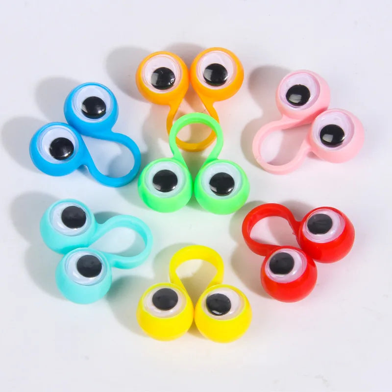 20pcs Wiggle Eyeball Finger Puppet Plastic Rings Toys for Kids Birthday Party Favor Practical Jokes Games Gifts Bag Fillers