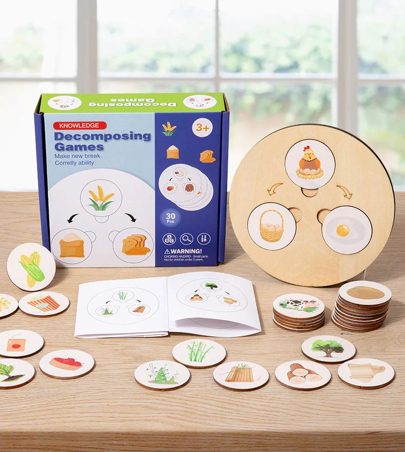 Children Montessori Toys Food Decomposition Board Game Kid Puzzle Animal Plant Cognitive Logical Thinking Training Education Toy