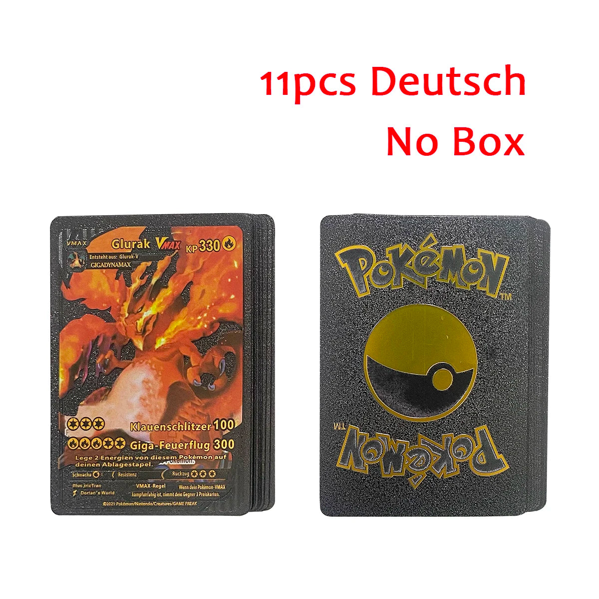 11-110Pcs Pokemon Cards Gold Foil Golden Letters English Spanish French German Game Card Metalicas Charizard Vmax Gx Series Gift