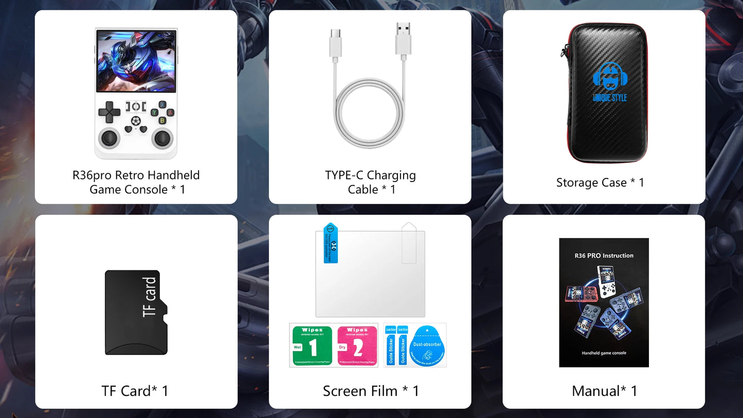 AISLPC R36PRO Retro Handheld: 3.5" IPS, 64/128GB/30000+ Classics Game Linux OS Crisp HD Visuals Expandable 256GB TF Card Support