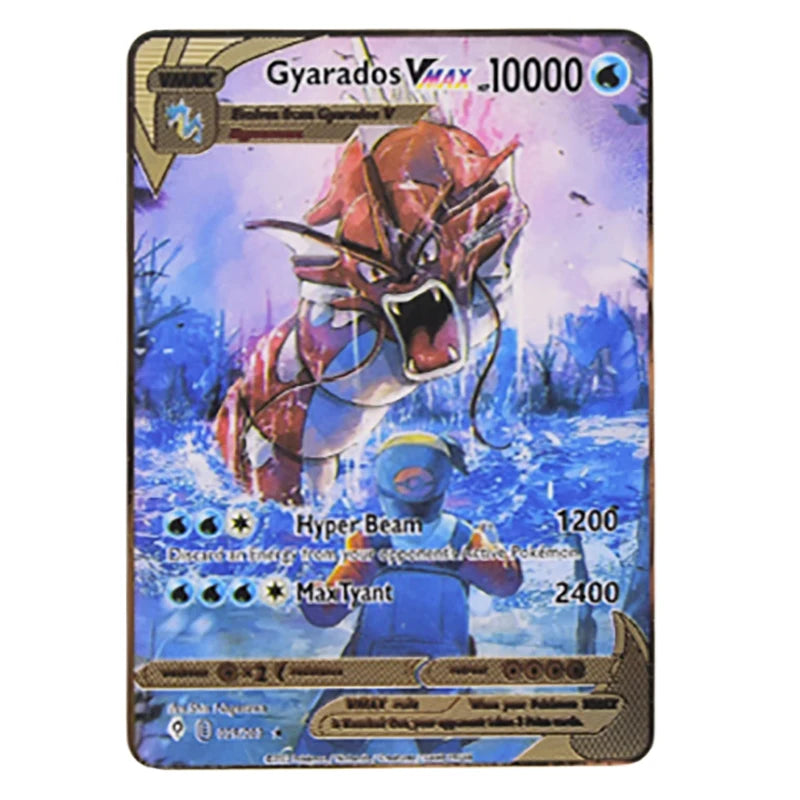 Pokemon Card Metal Pokémon Letters Pikachu Vmax Mewtwo Gx Charizard Vstar Golden Iron Playing Cards Anime Games Toys Kids Gifts