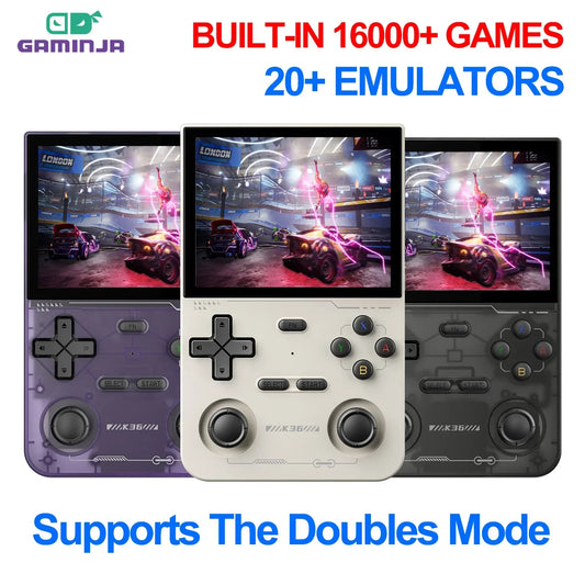 GAMINJA Open Source K36 Retro Handheld Video Game Console 16000 Games Emulator for PS1/PSP/DC/N64/SS 3.5 Inch IPS Screen