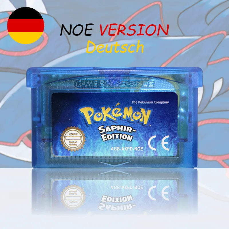 NOE Version Pokemon Blattgrune/Feuerrote/ Rubin/Saphir/Smaragd Video Game Cartridge High Quality with Battery for GBC